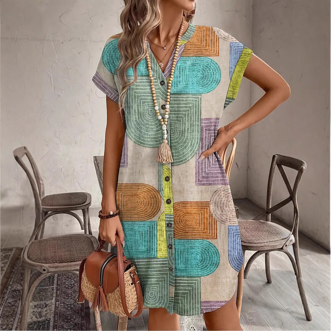 VistaLoom 3D Print Linen Dress