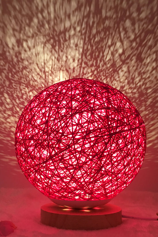 AuraGlow Rattan Ball Lamp - Linen Touch with 16-Color Magic