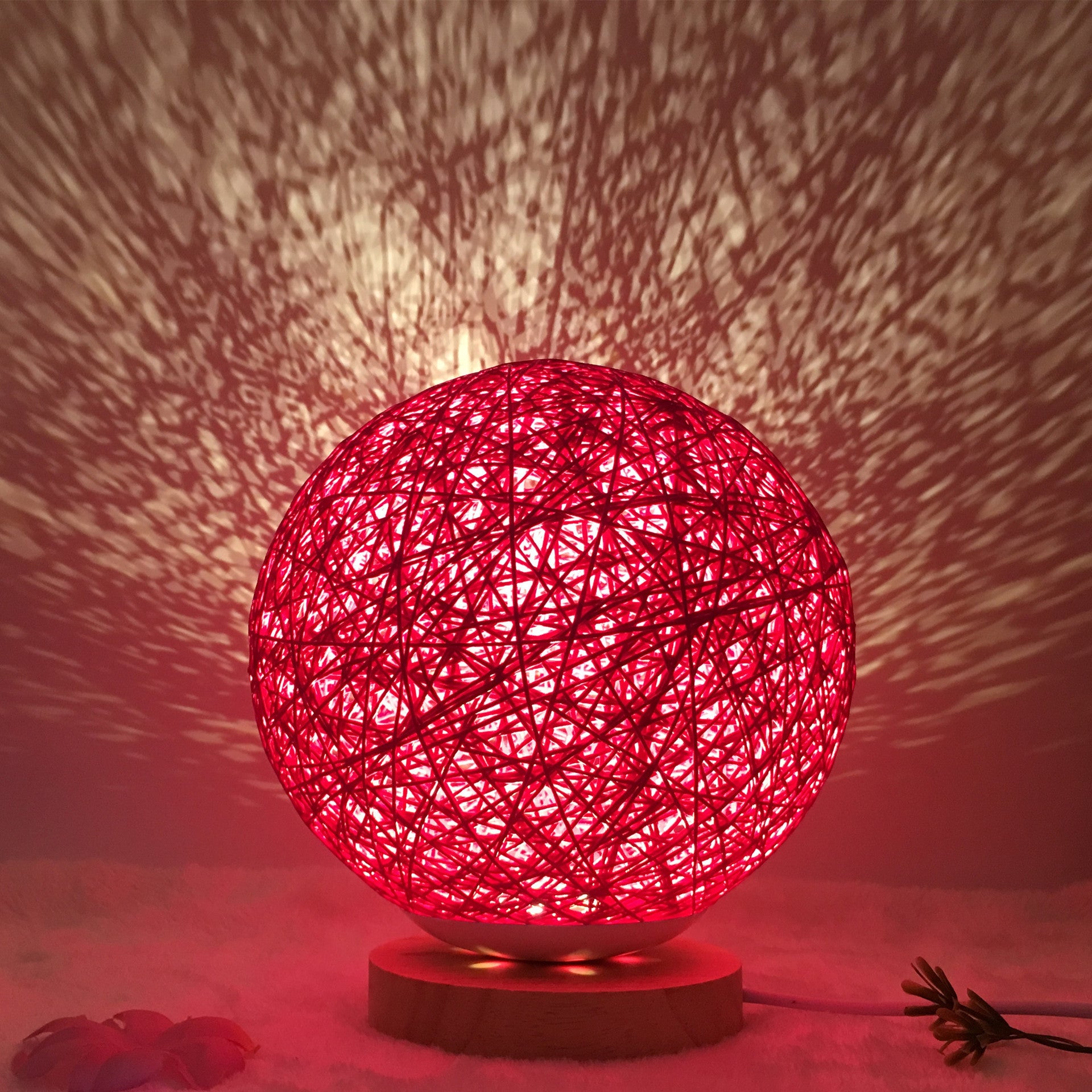 AuraGlow Rattan Ball Lamp - Linen Touch with 16-Color Magic