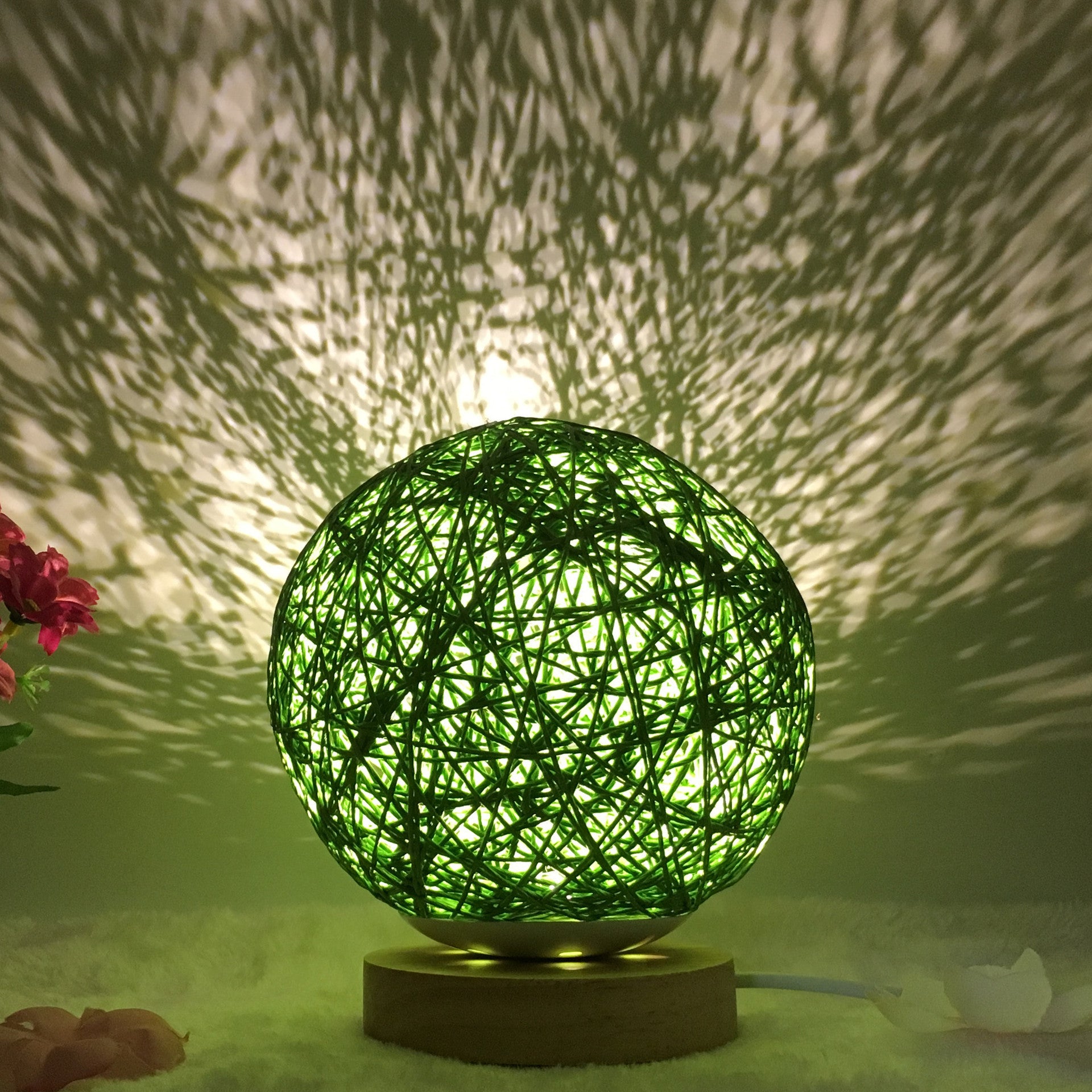 AuraGlow Rattan Ball Lamp - Linen Touch with 16-Color Magic