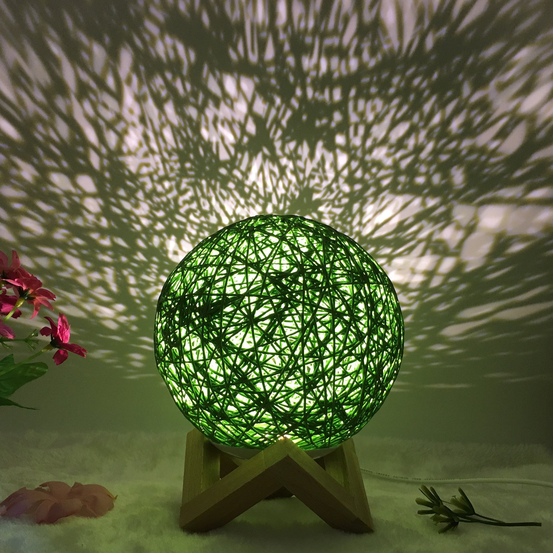AuraGlow Rattan Ball Lamp - Linen Touch with 16-Color Magic