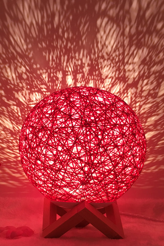 AuraGlow Rattan Ball Lamp - Linen Touch with 16-Color Magic