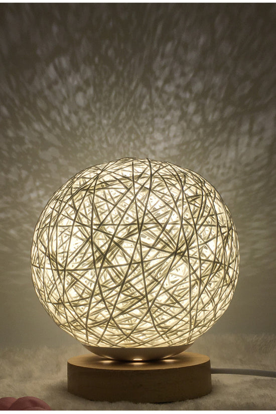 AuraGlow Rattan Ball Lamp - Linen Touch with 16-Color Magic