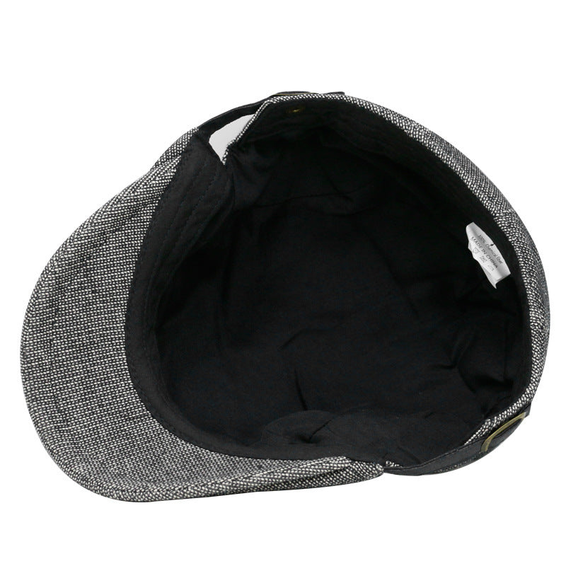Men's Cotton-Linen Beret - Breathable & Warm for Spring, Autumn and Winter