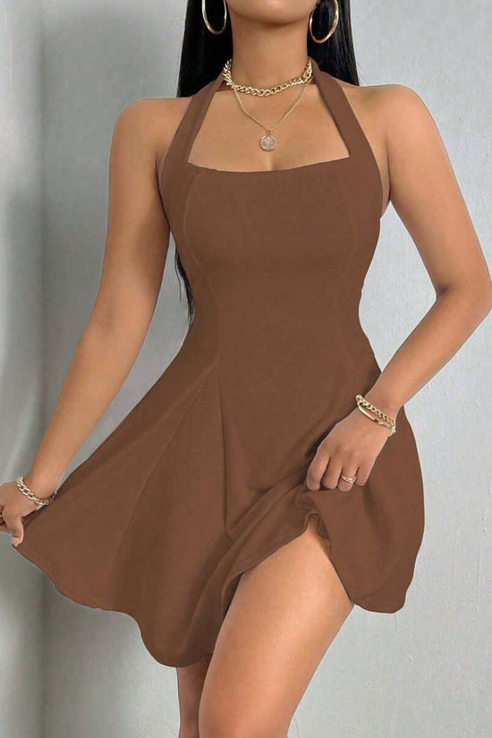 Midnight Halo Halter Gown