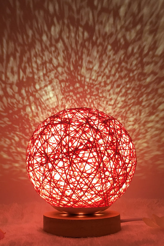 AuraGlow Rattan Ball Lamp - Linen Touch with 16-Color Magic