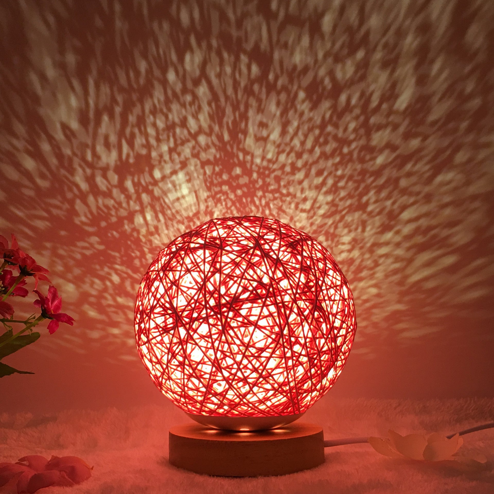 AuraGlow Rattan Ball Lamp - Linen Touch with 16-Color Magic