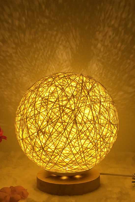 AuraGlow Rattan Ball Lamp - Linen Touch with 16-Color Magic