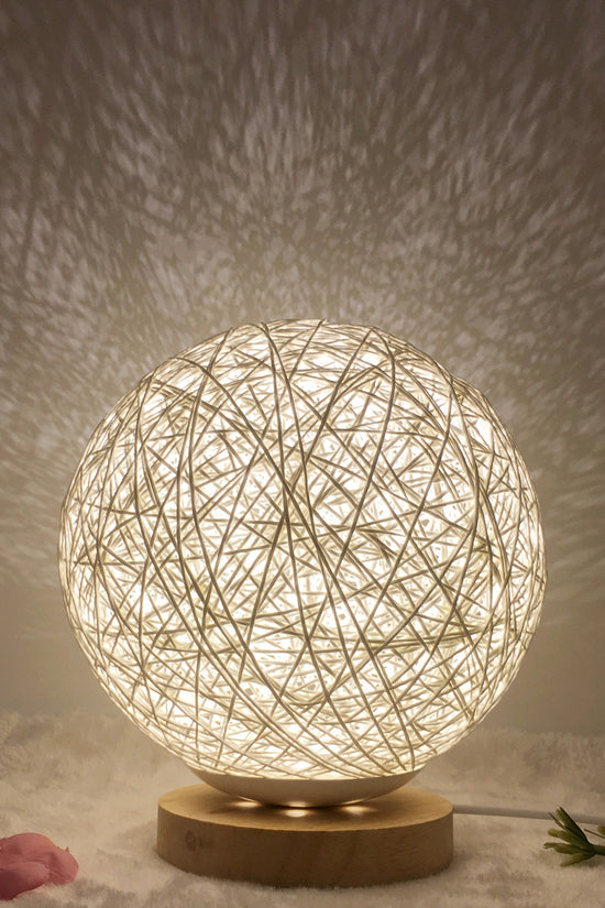 AuraGlow Rattan Ball Lamp - Linen Touch with 16-Color Magic