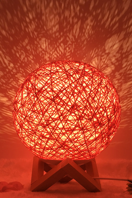 AuraGlow Rattan Ball Lamp - Linen Touch with 16-Color Magic