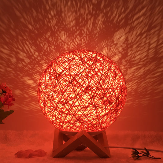 AuraGlow Rattan Ball Lamp - Linen Touch with 16-Color Magic