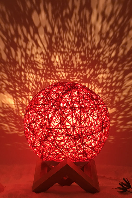 AuraGlow Rattan Ball Lamp - Linen Touch with 16-Color Magic