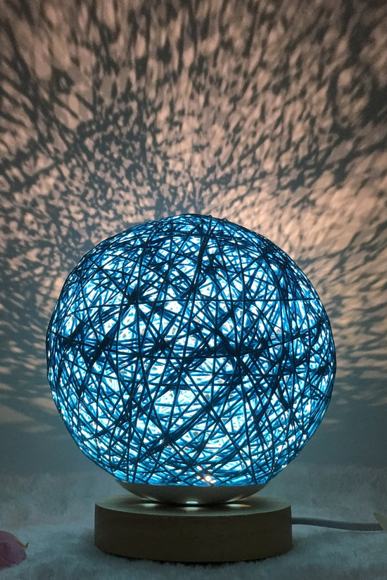 AuraGlow Rattan Ball Lamp - Linen Touch with 16-Color Magic
