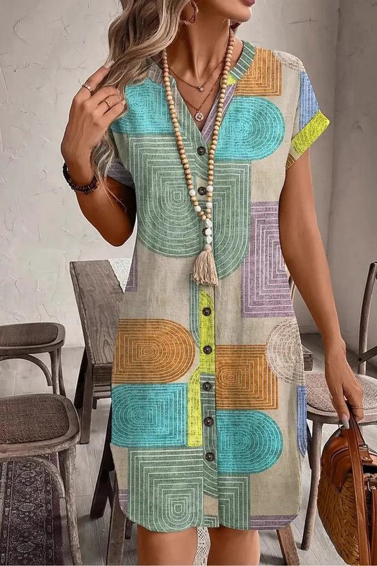 VistaLoom 3D Print Linen Dress