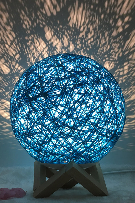 AuraGlow Rattan Ball Lamp - Linen Touch with 16-Color Magic