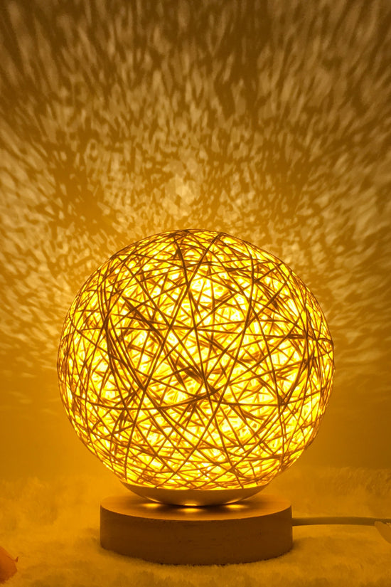 AuraGlow Rattan Ball Lamp - Linen Touch with 16-Color Magic