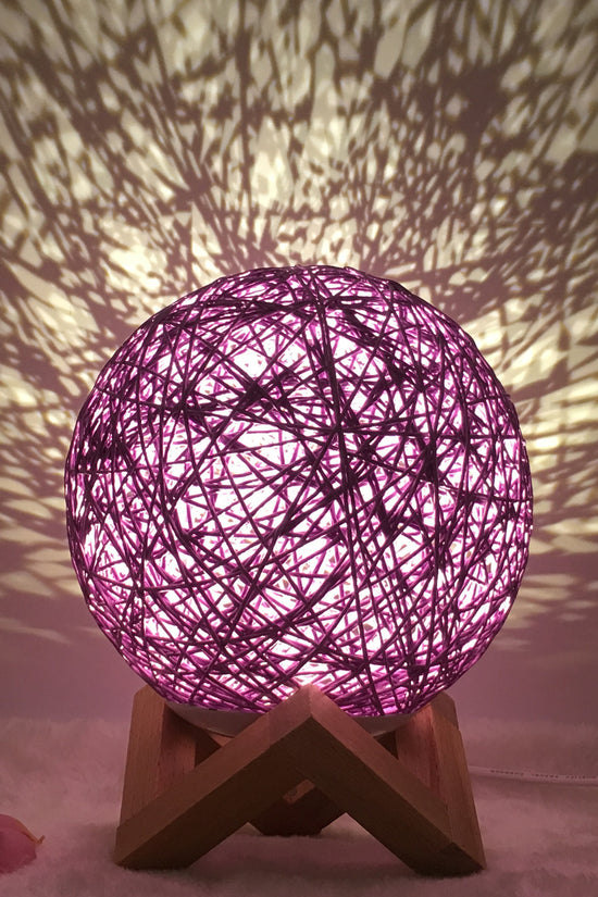 AuraGlow Rattan Ball Lamp - Linen Touch with 16-Color Magic