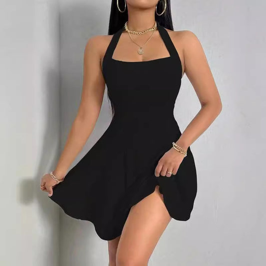 Midnight Halo Halter Gown