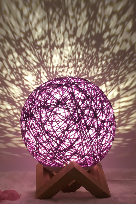 AuraGlow Rattan Ball Lamp - Linen Touch with 16-Color Magic