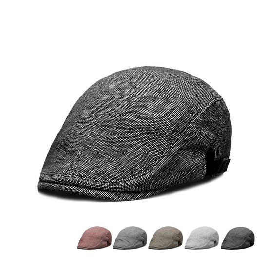 Men's Cotton-Linen Beret - Breathable & Warm for Spring, Autumn and Winter