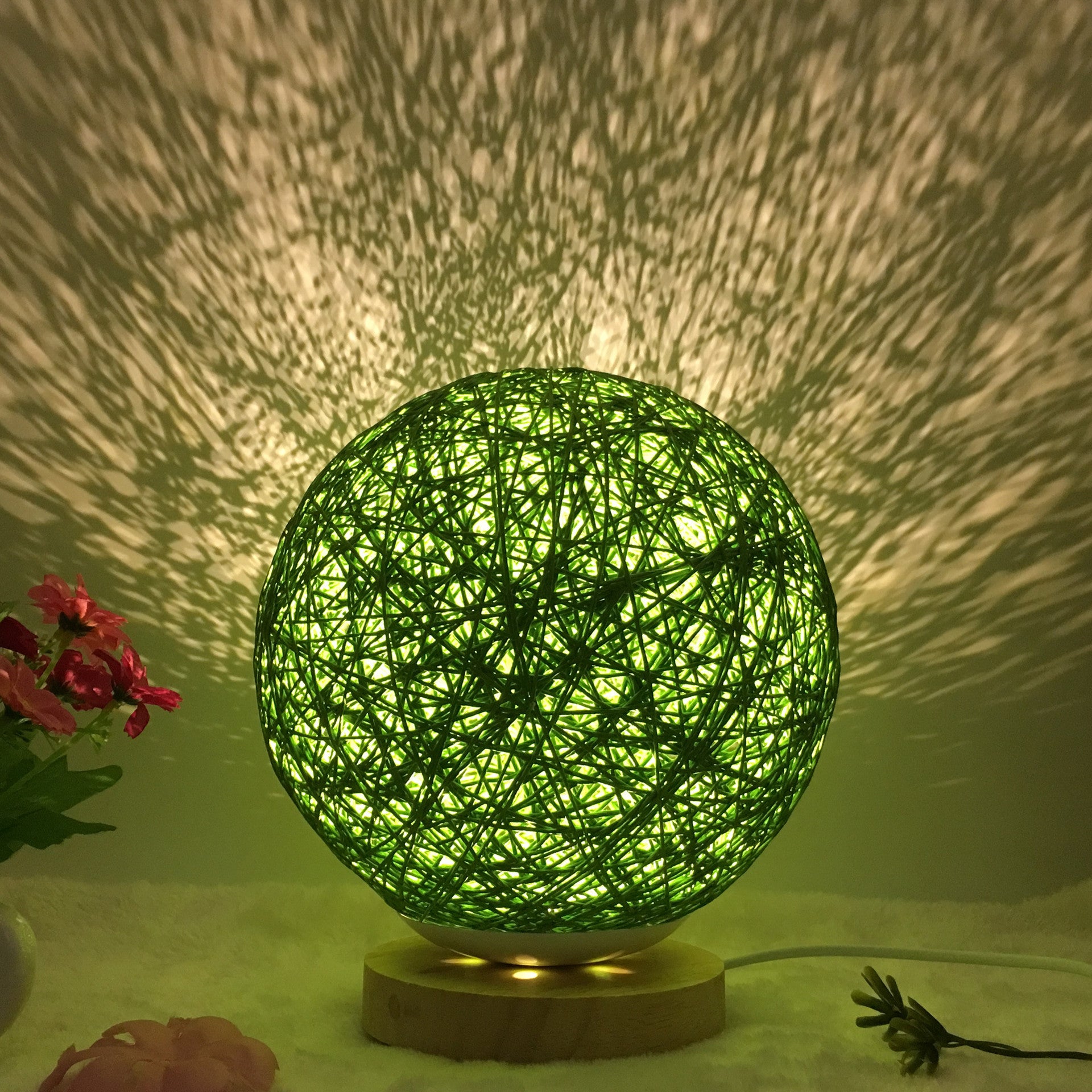 AuraGlow Rattan Ball Lamp - Linen Touch with 16-Color Magic