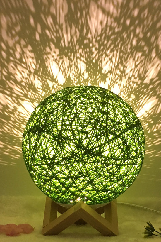 AuraGlow Rattan Ball Lamp - Linen Touch with 16-Color Magic