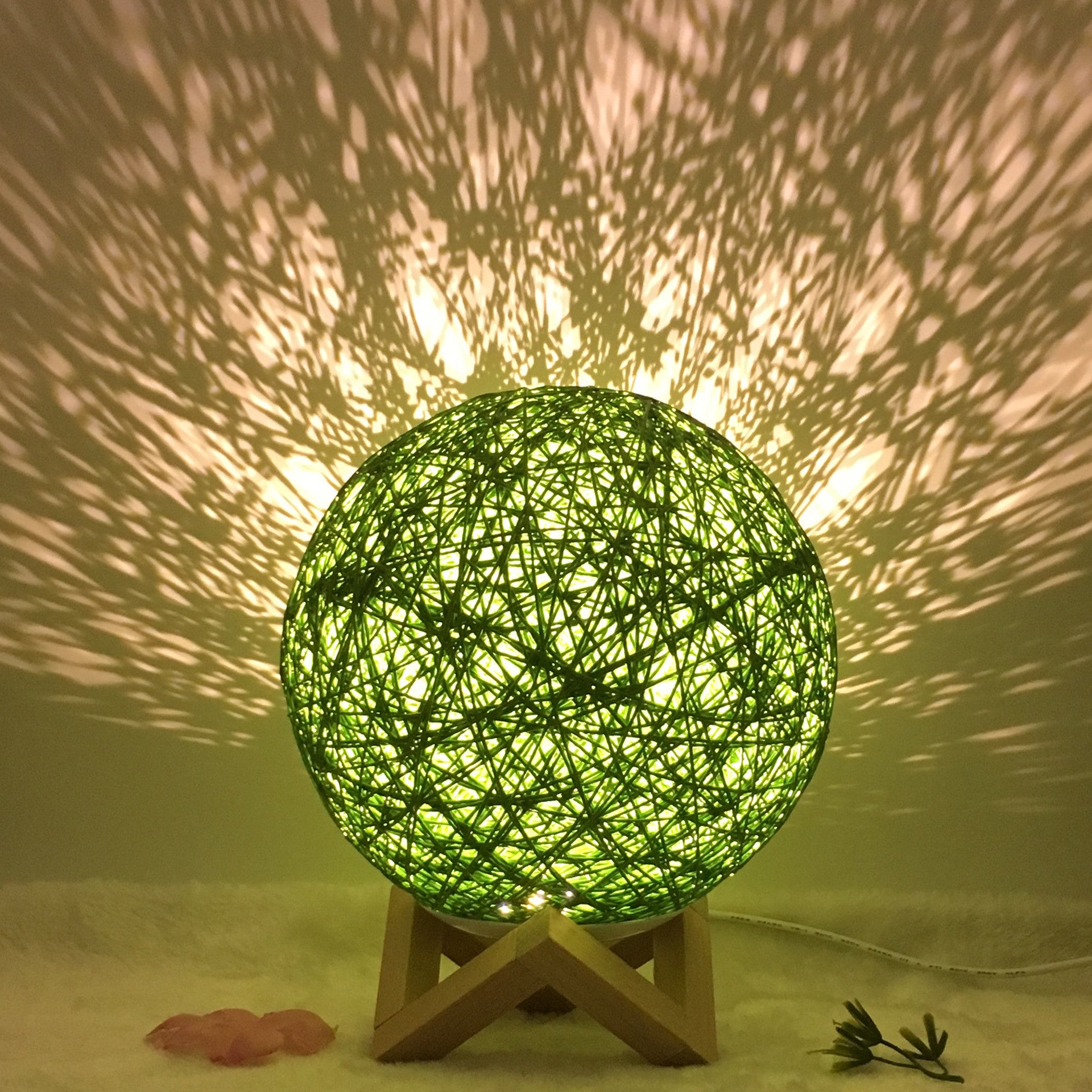 AuraGlow Rattan Ball Lamp - Linen Touch with 16-Color Magic