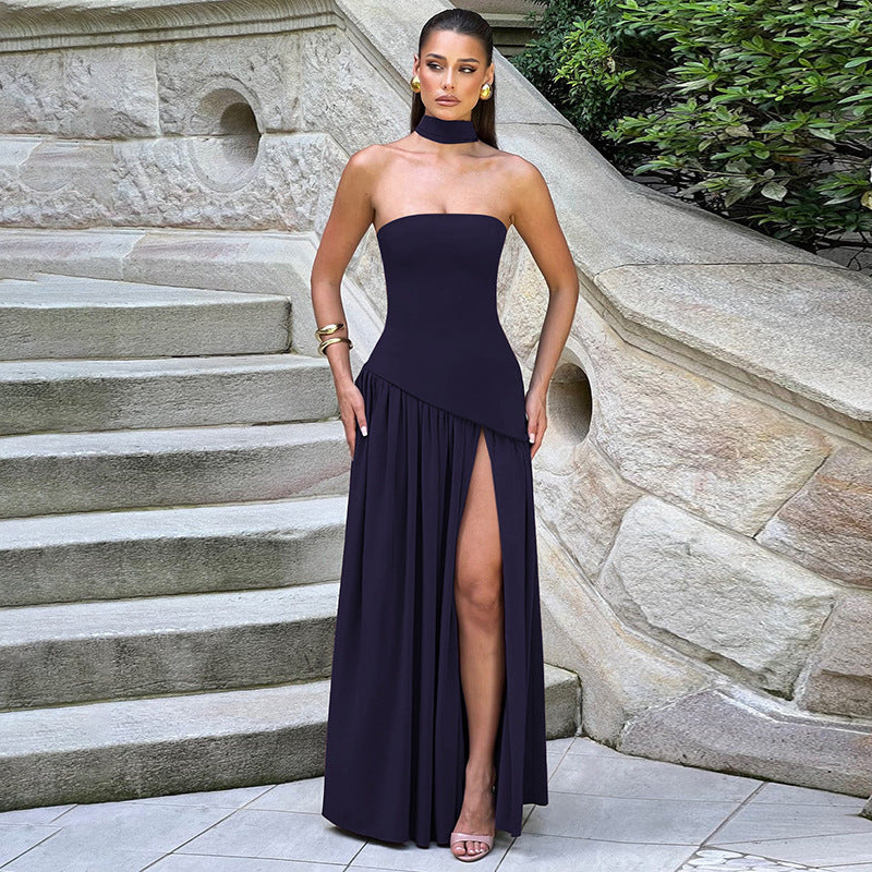 Noir Tempt Colorblock Tube Dress