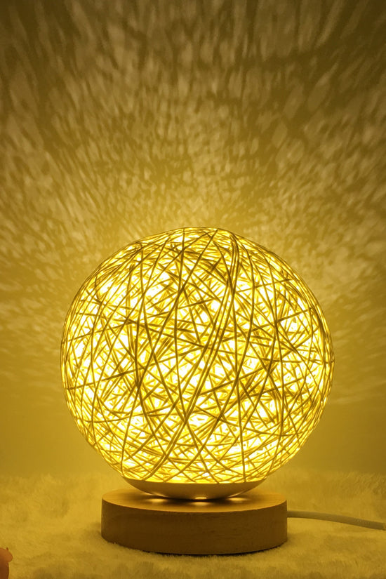 AuraGlow Rattan Ball Lamp - Linen Touch with 16-Color Magic