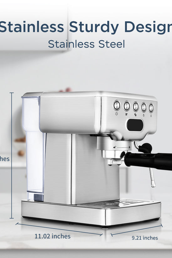 Geek Chef 20‑Bar Stainless Steel Espresso Machine with Built‑In Milk Frother – 1.8 L Home Coffee Maker for Lattes, Cappuccinos & Macchiatos