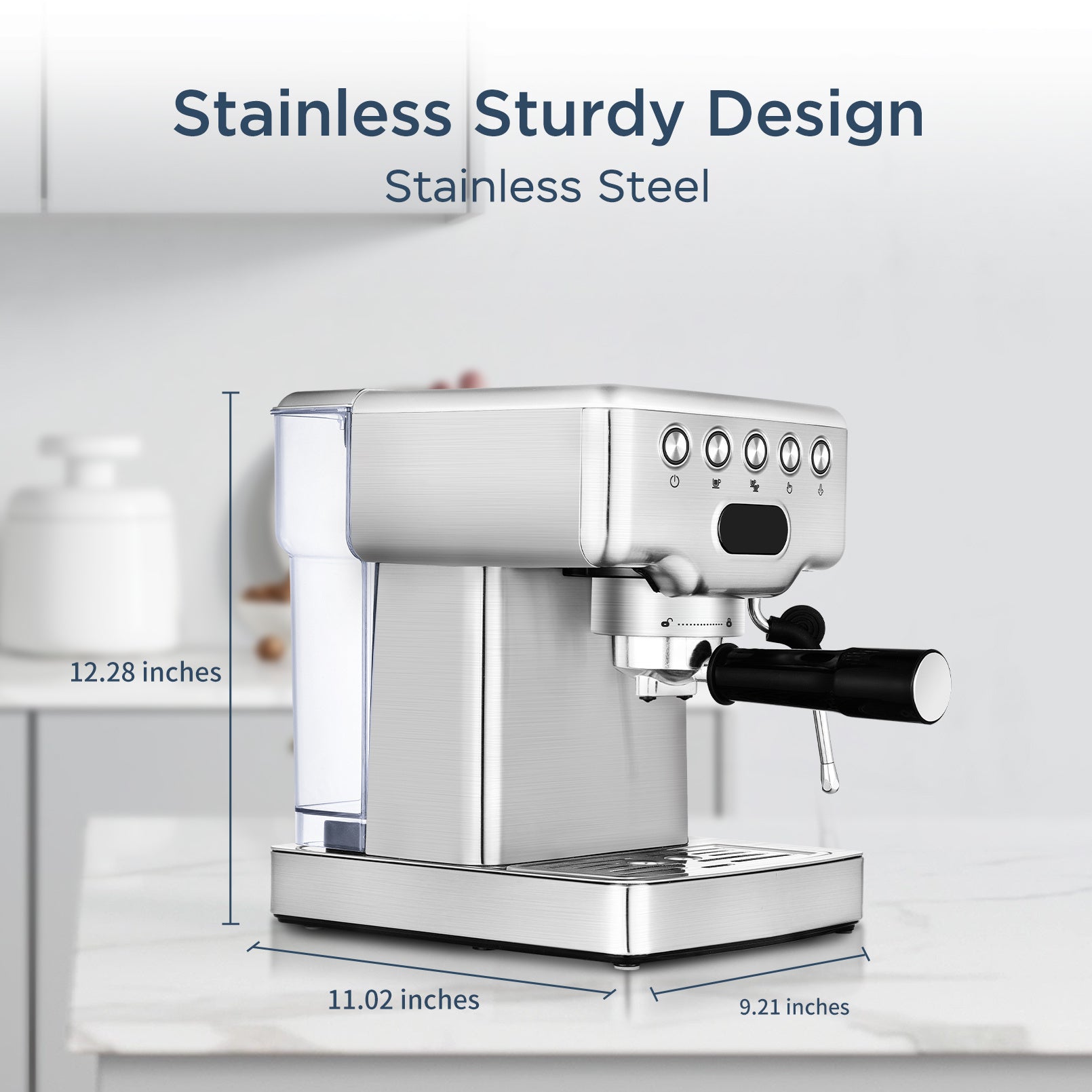 Geek Chef 20‑Bar Stainless Steel Espresso Machine with Built‑In Milk Frother – 1.8 L Home Coffee Maker for Lattes, Cappuccinos & Macchiatos