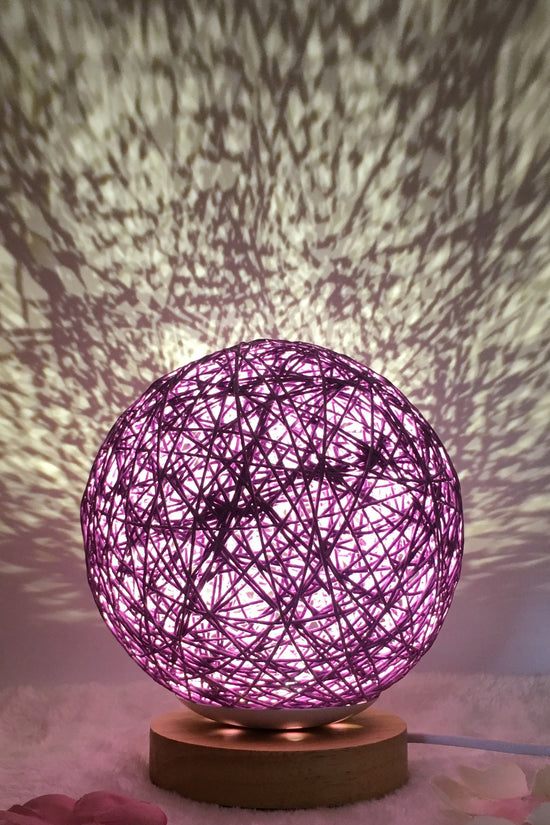 AuraGlow Rattan Ball Lamp - Linen Touch with 16-Color Magic
