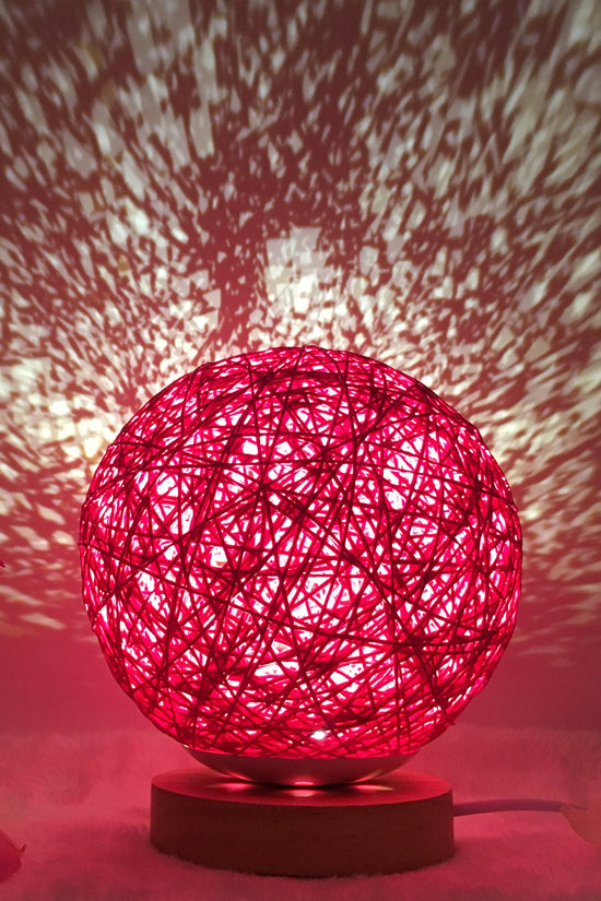 AuraGlow Rattan Ball Lamp - Linen Touch with 16-Color Magic