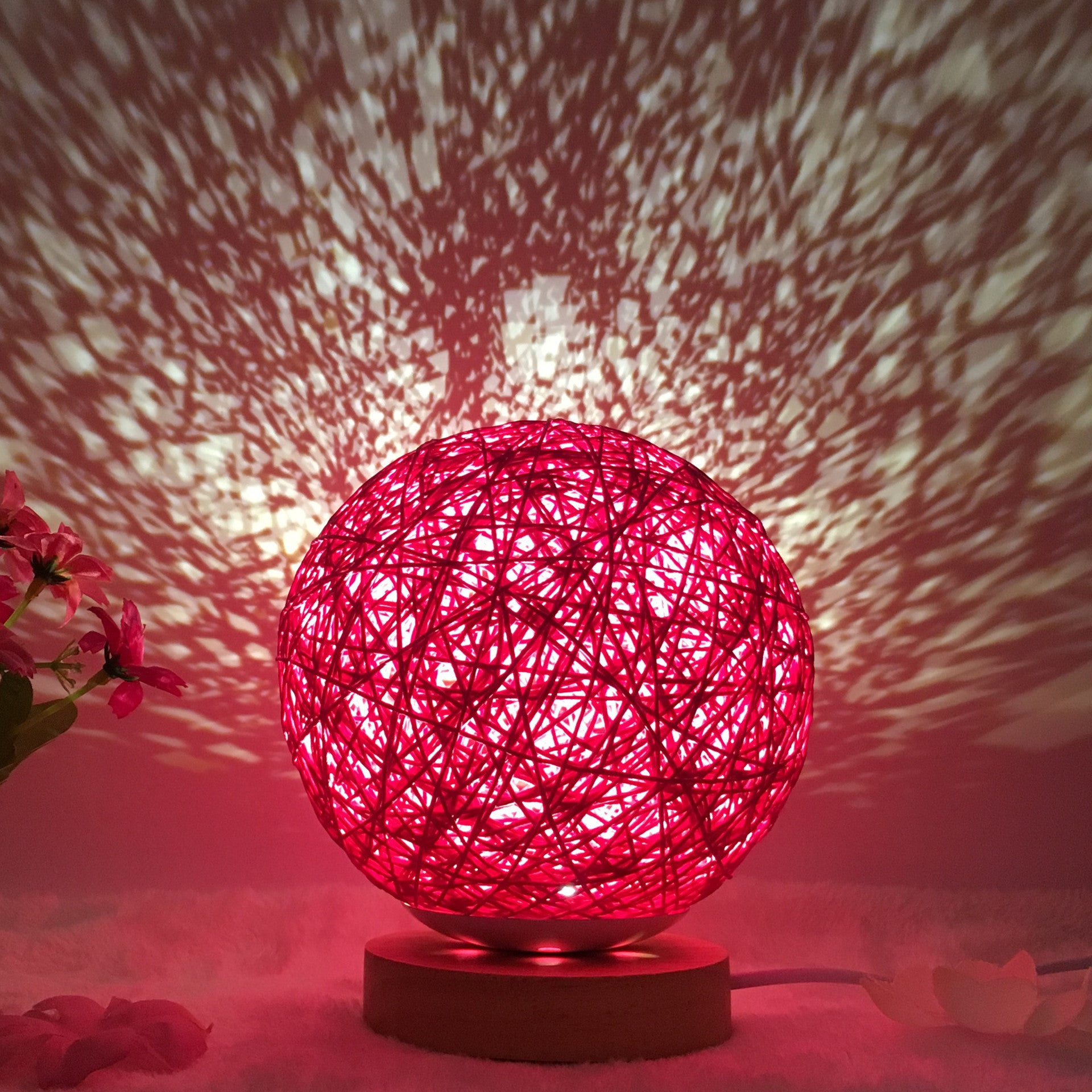 AuraGlow Rattan Ball Lamp - Linen Touch with 16-Color Magic