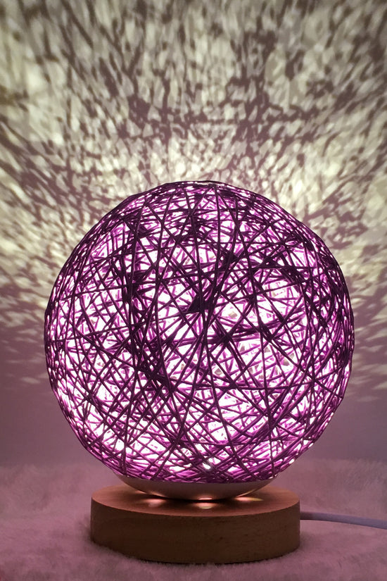 AuraGlow Rattan Ball Lamp - Linen Touch with 16-Color Magic