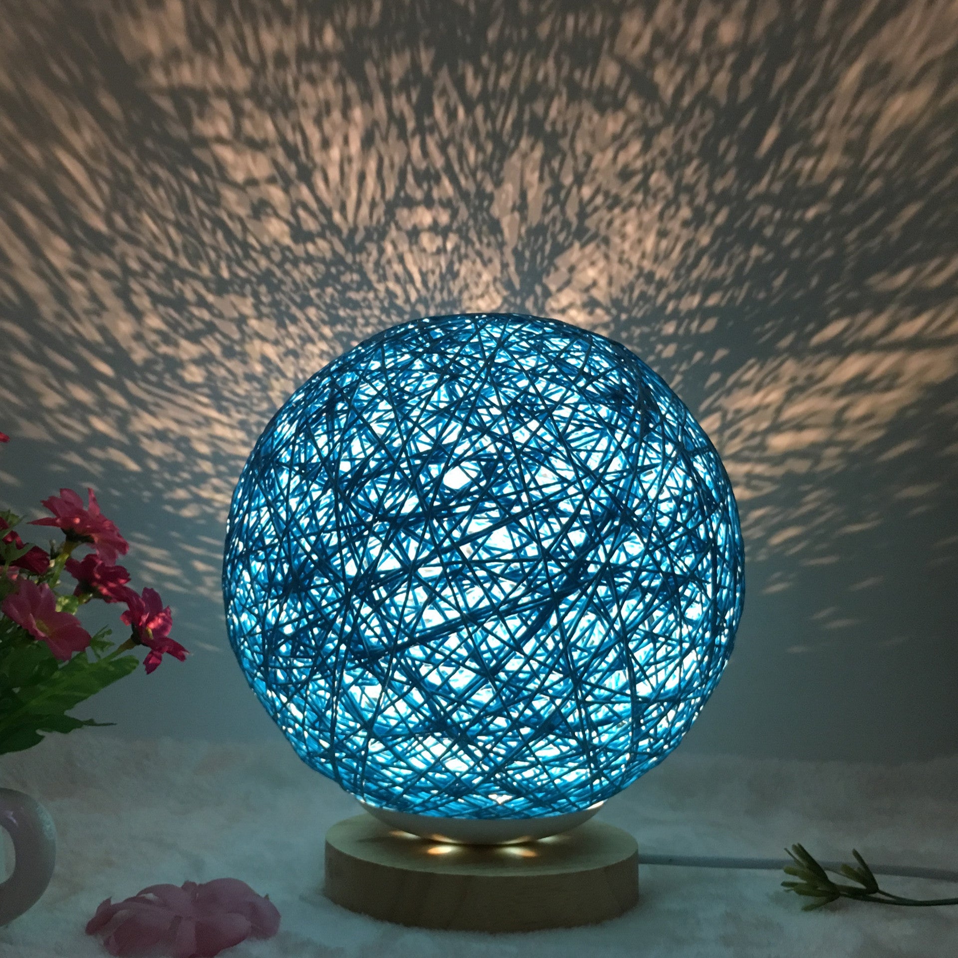 AuraGlow Rattan Ball Lamp - Linen Touch with 16-Color Magic