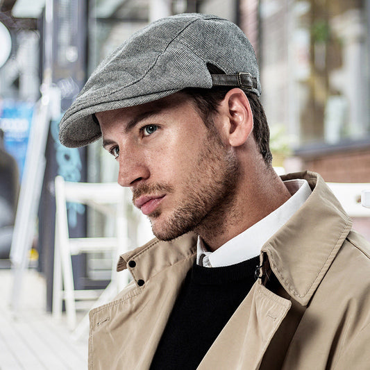 Men's Cotton-Linen Beret - Breathable & Warm for Spring, Autumn and Winter