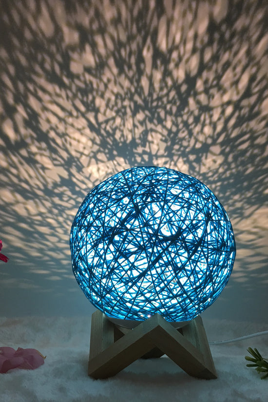 AuraGlow Rattan Ball Lamp - Linen Touch with 16-Color Magic