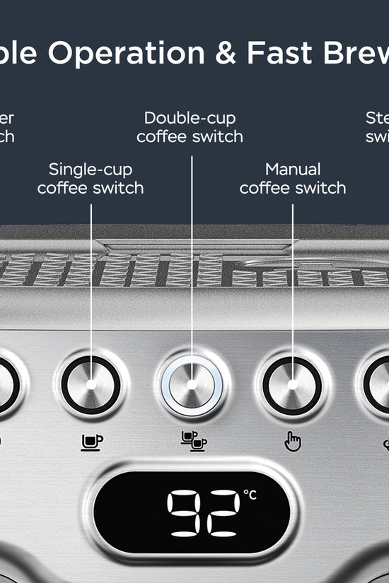 Geek Chef 20‑Bar Stainless Steel Espresso Machine with Built‑In Milk Frother – 1.8 L Home Coffee Maker for Lattes, Cappuccinos & Macchiatos