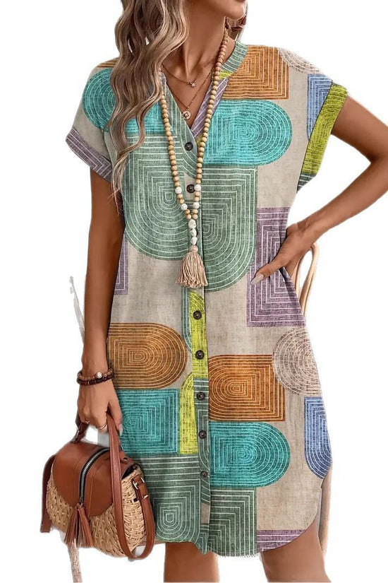 VistaLoom 3D Print Linen Dress