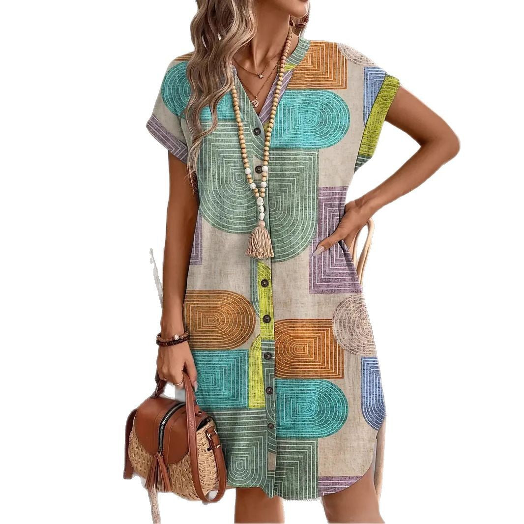 VistaLoom 3D Print Linen Dress