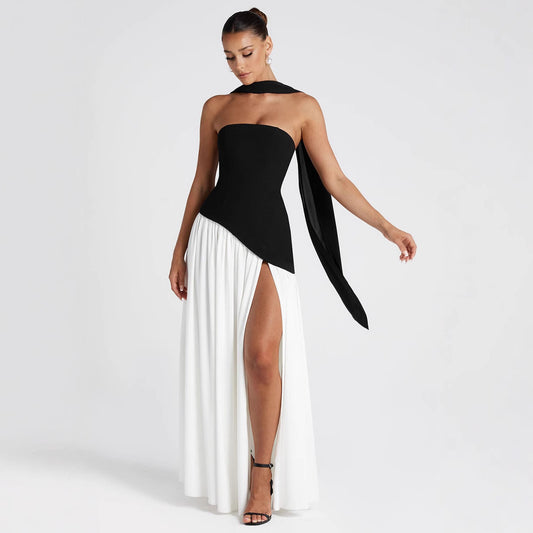 Noir Tempt Colorblock Tube Dress