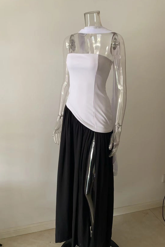 Noir Tempt Colorblock Tube Dress