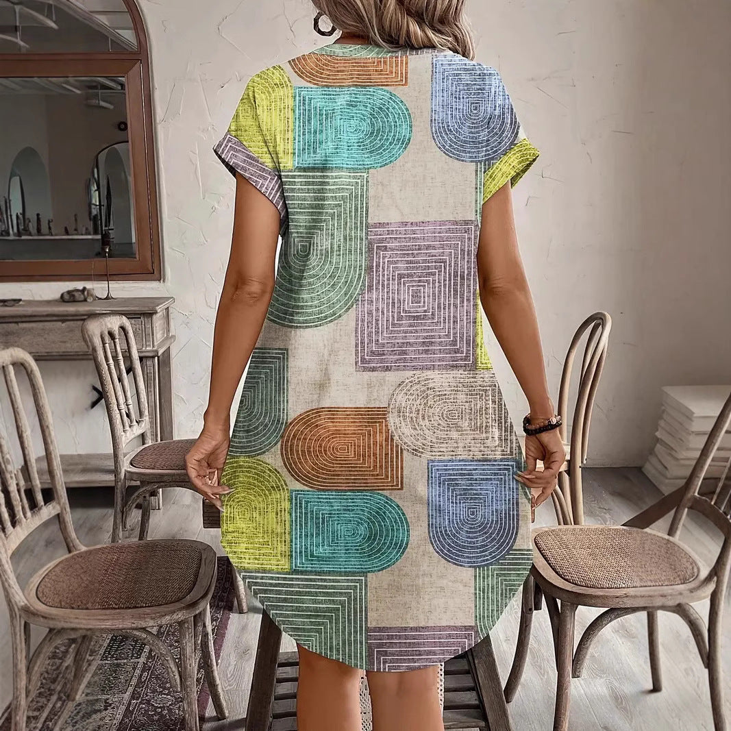 VistaLoom 3D Print Linen Dress