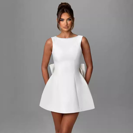 PearlWhim Backless Bow Dress