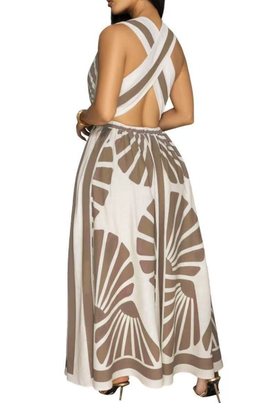 Graphic Grace Backless Dress
