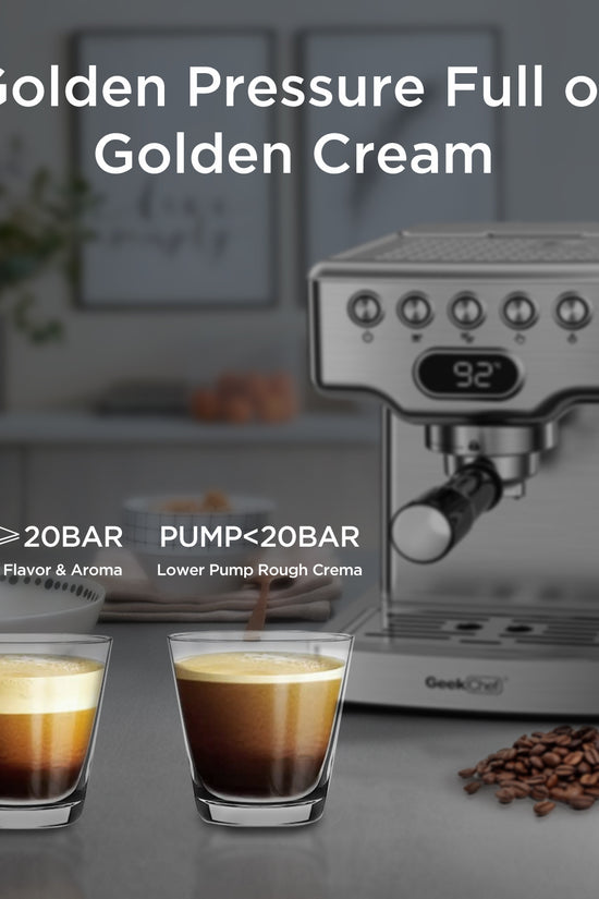 Geek Chef 20‑Bar Stainless Steel Espresso Machine with Built‑In Milk Frother – 1.8 L Home Coffee Maker for Lattes, Cappuccinos & Macchiatos