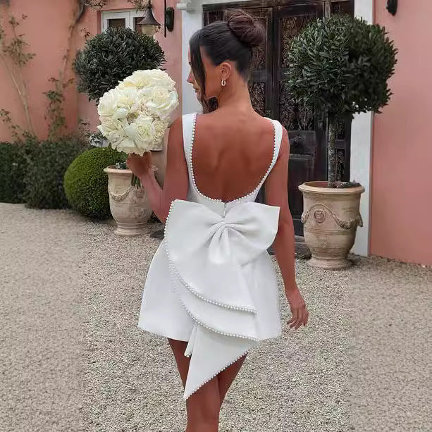 PearlWhim Backless Bow Dress
