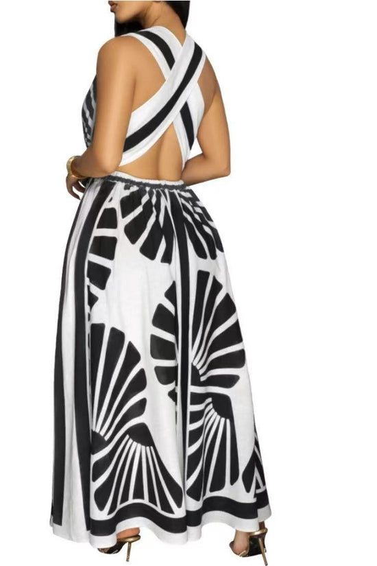 Graphic Grace Backless Dress