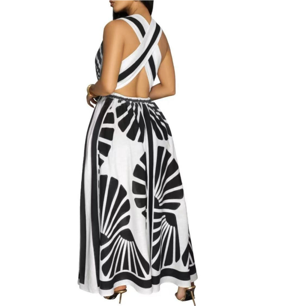 Graphic Grace Backless Dress